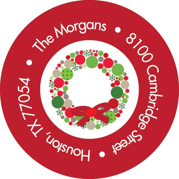 Whimsical Wreath Christmas Address Labels