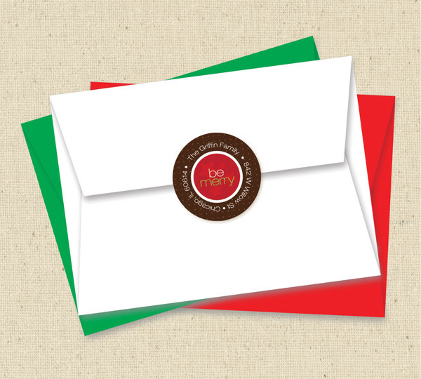 Merry Ribbon Christmas Address Labels