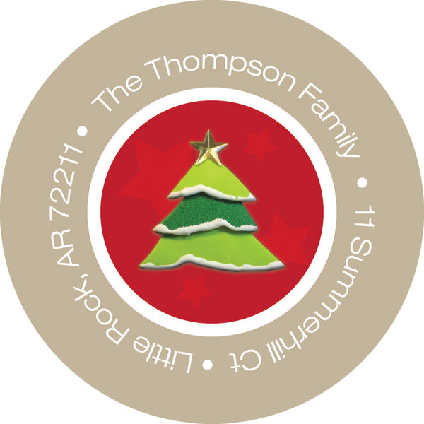 Xmas Fancy Ribbon Christmas Address Labels