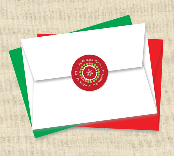 Photo Ornaments Red Christmas Address Labels