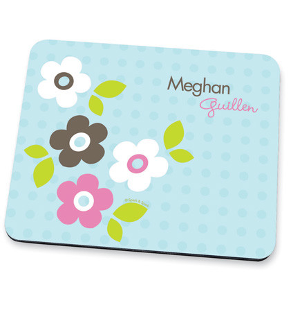 Preppy Flowers Blue Mouse Pad
