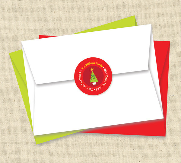 Xmas Modern Tree Christmas Address Labels