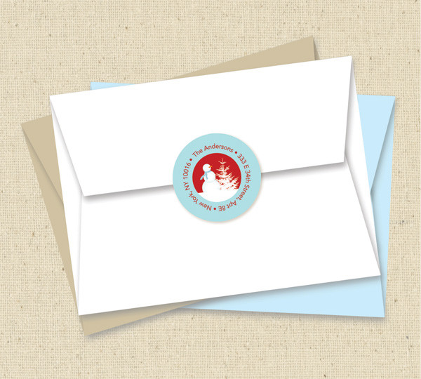 Snowy Day Red Christmas Address Labels