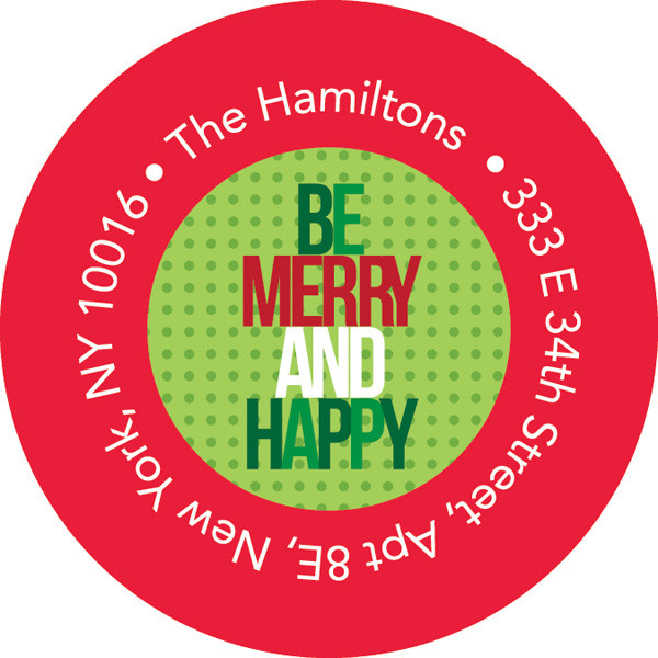 Be Merry And Happy Christmas Address Labels