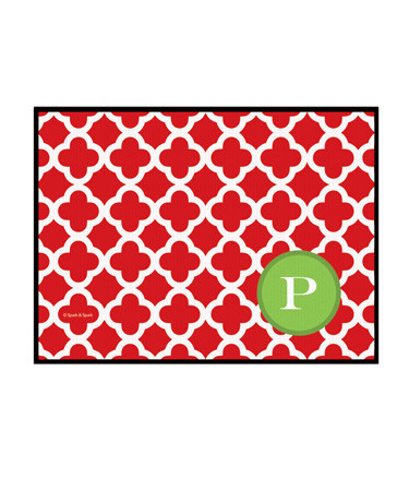 Elegance in Red Quatrefoil Doormat
