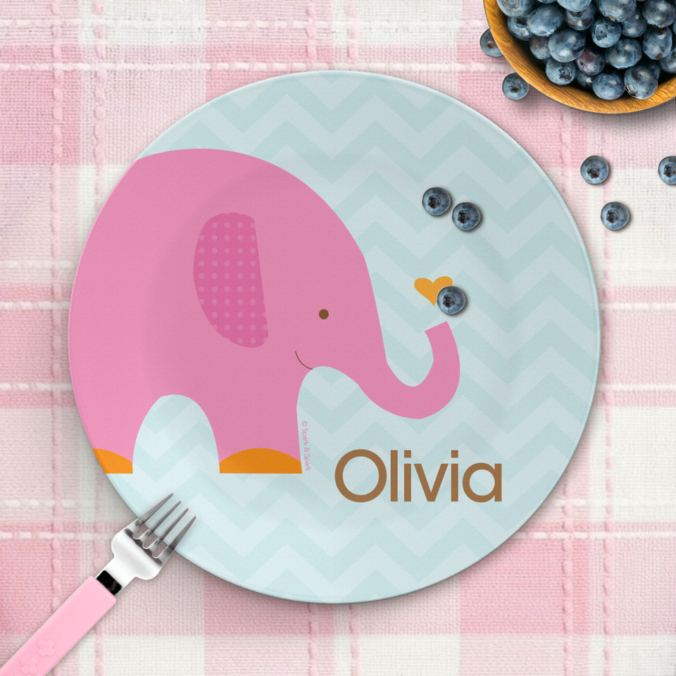Sweet Pink Elephant Kids Plates