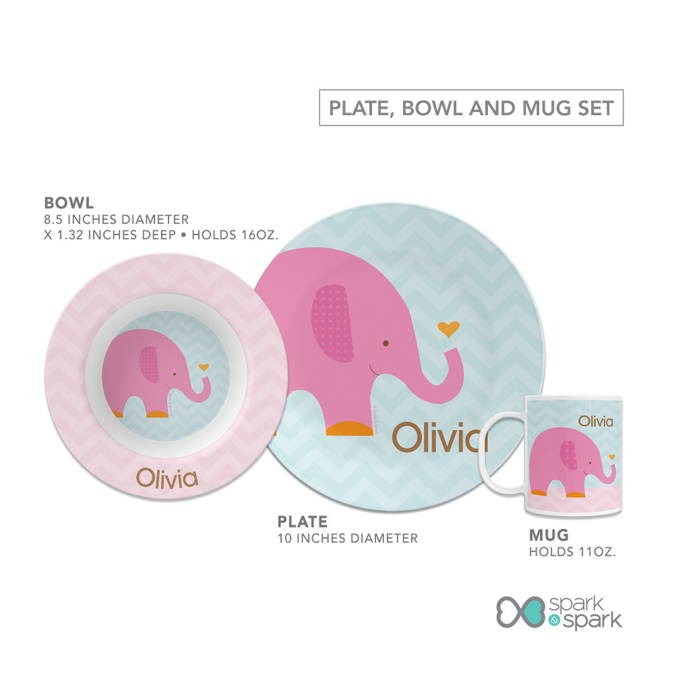 Sweet Pink Elephant Kids Plates