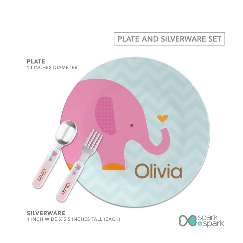 Sweet Pink Elephant Kids Plates