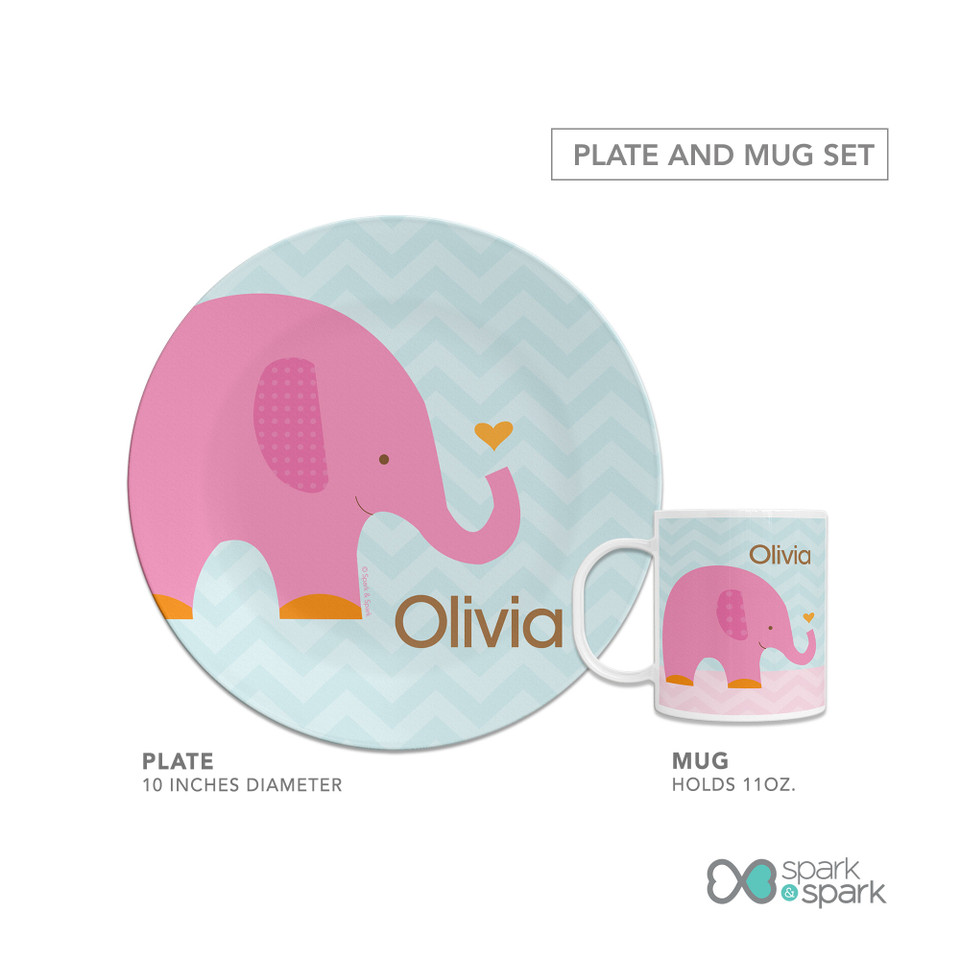 Sweet Pink Elephant Kids Plates
