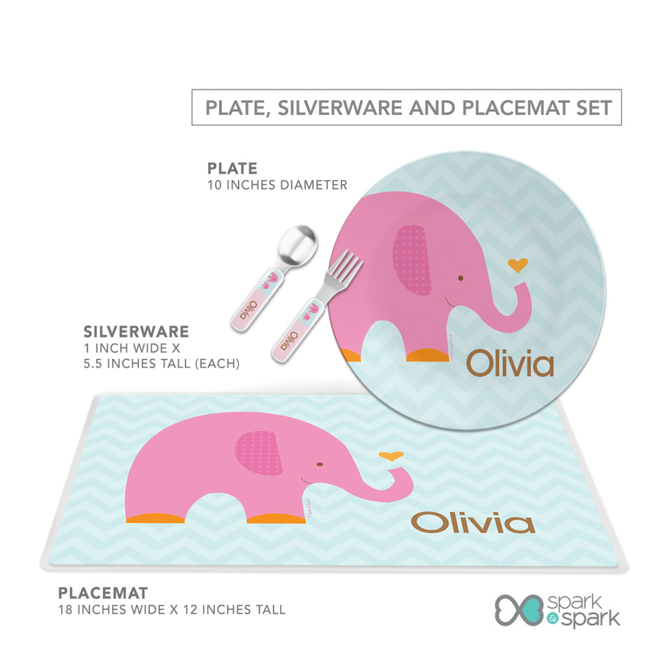 Sweet Pink Elephant Kids Plates