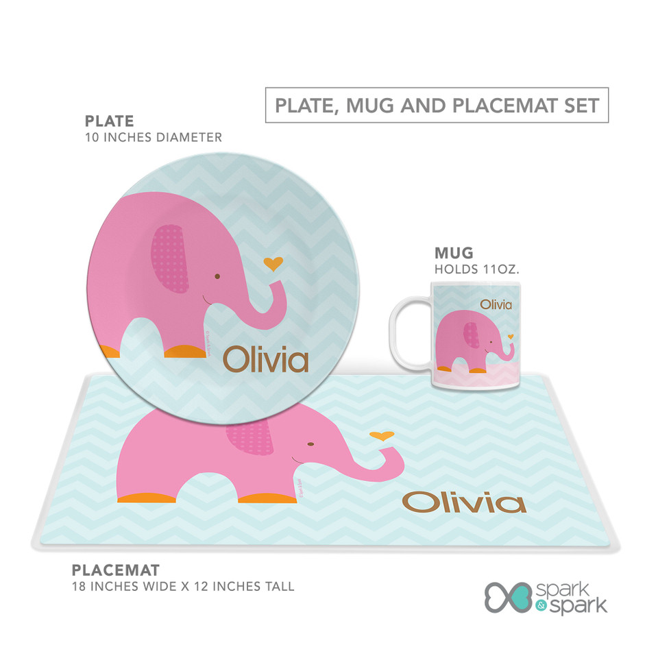 Sweet Pink Elephant Kids Plates