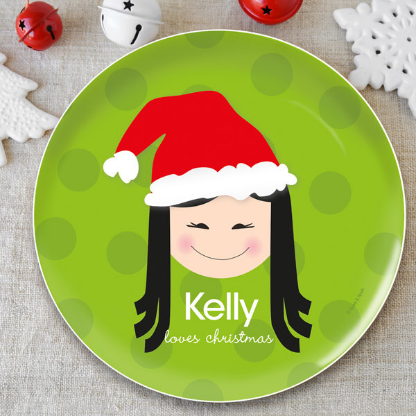 Santa's Hat Girl Kids Plate