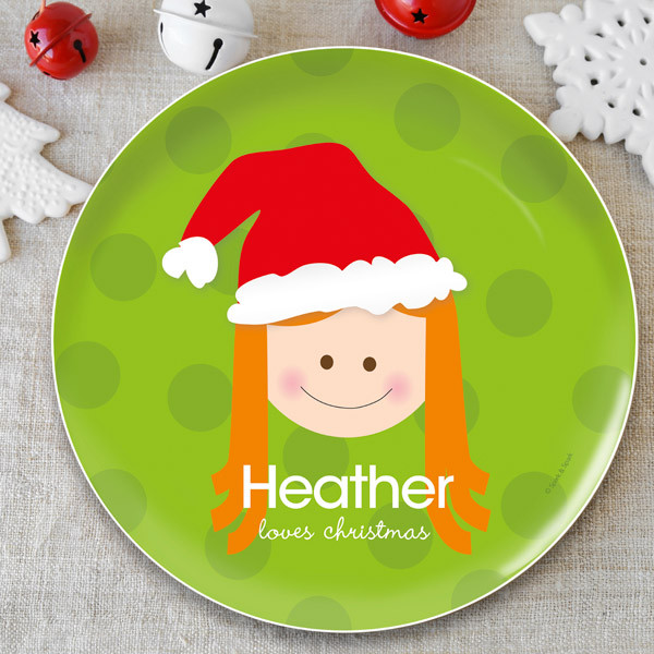 Santa's Hat Girl Kids Plate