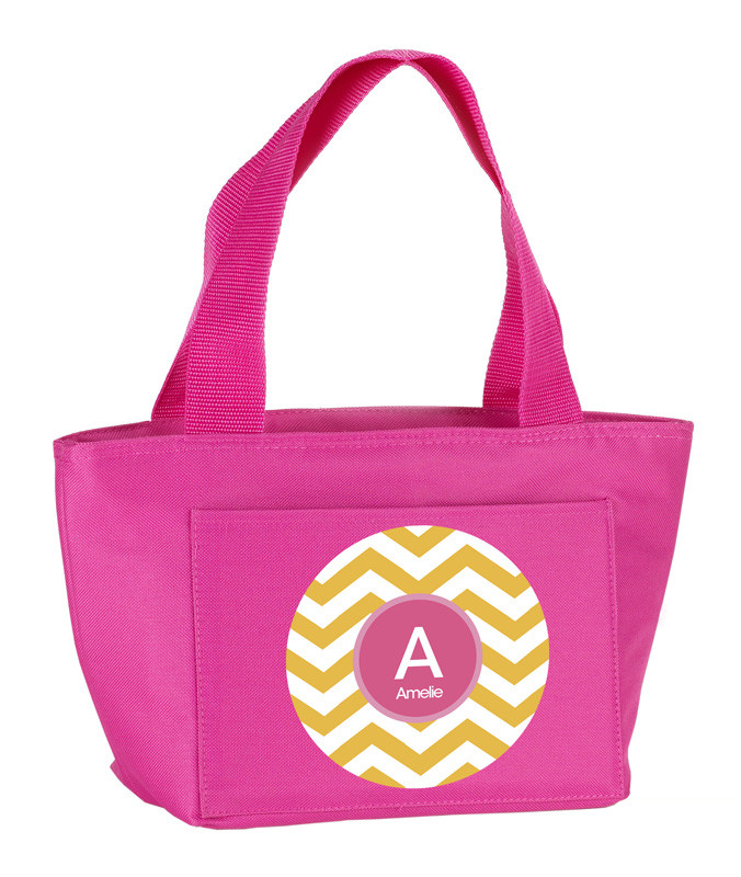 Mustard & Pink Chevron Kids Lunch Tote