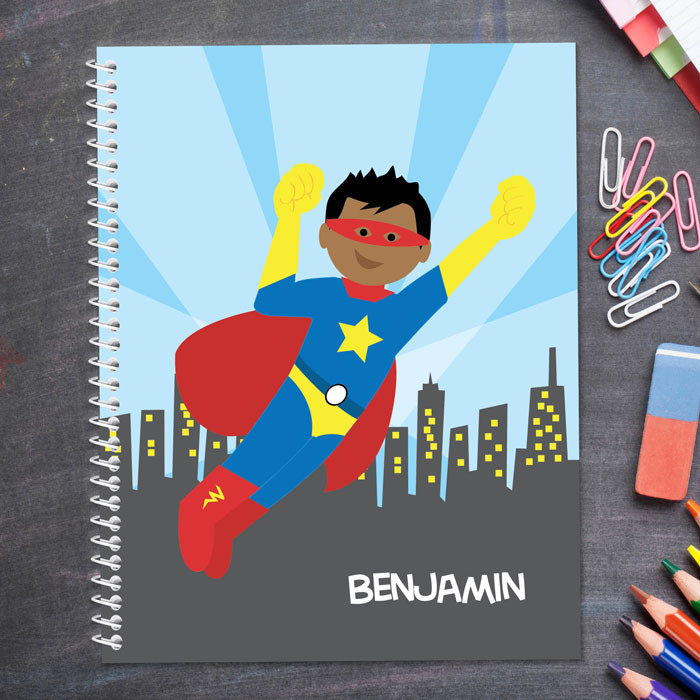 cool african american superhero personalized notebook for kids