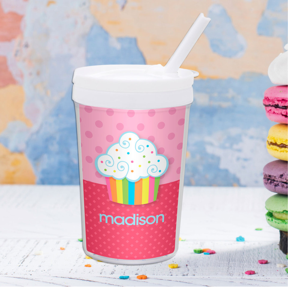 Rainbow Cupcake Personalized Kids Cups