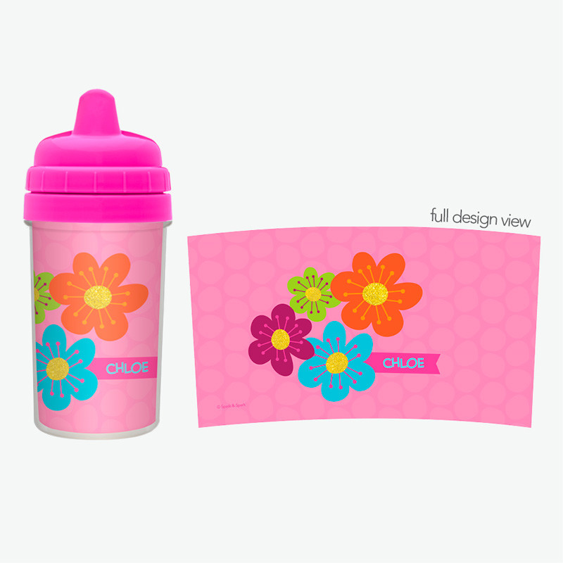 Shiny Bold Flowers Custom Sippy Cups