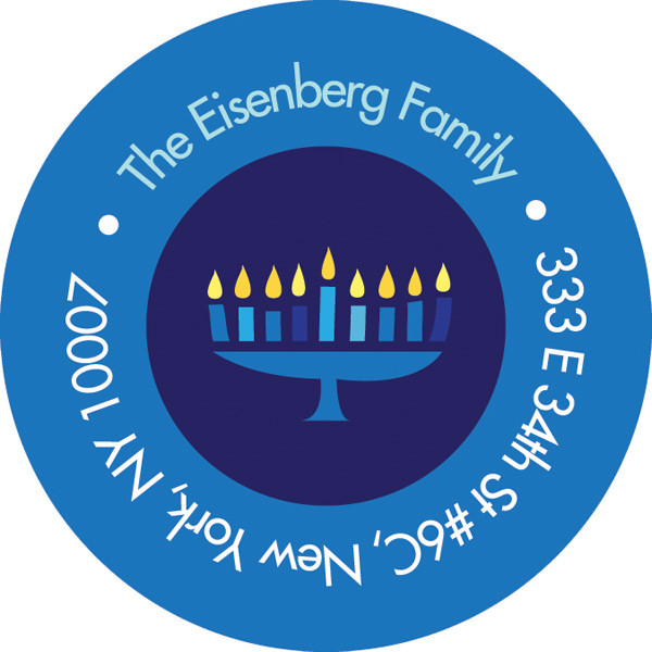 Hanukkah Menorah & Star Address Label
