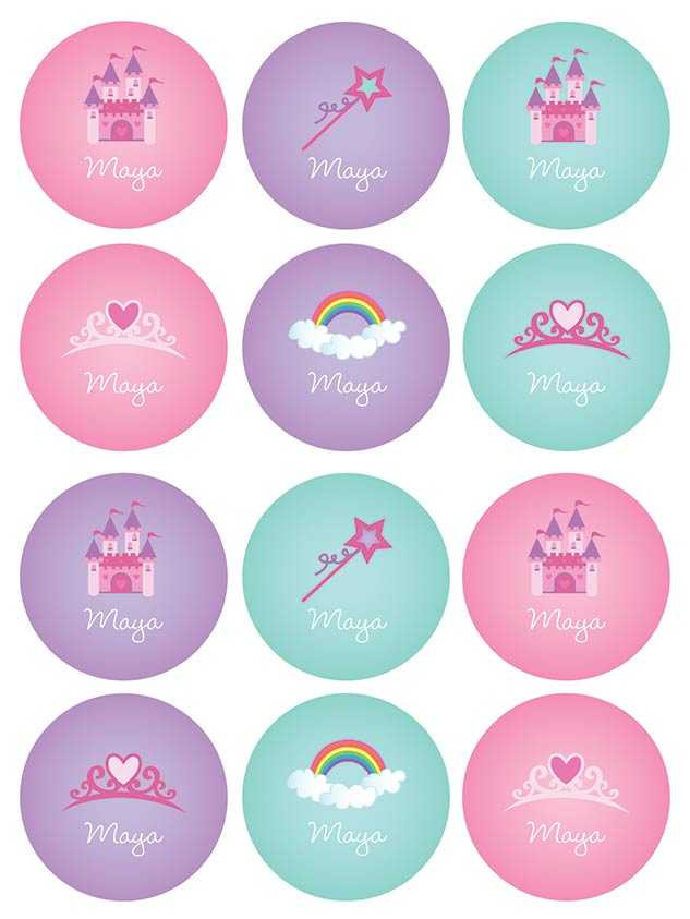 Princess Fairy Tale Waterproof Labels for Kids (Set of 48)