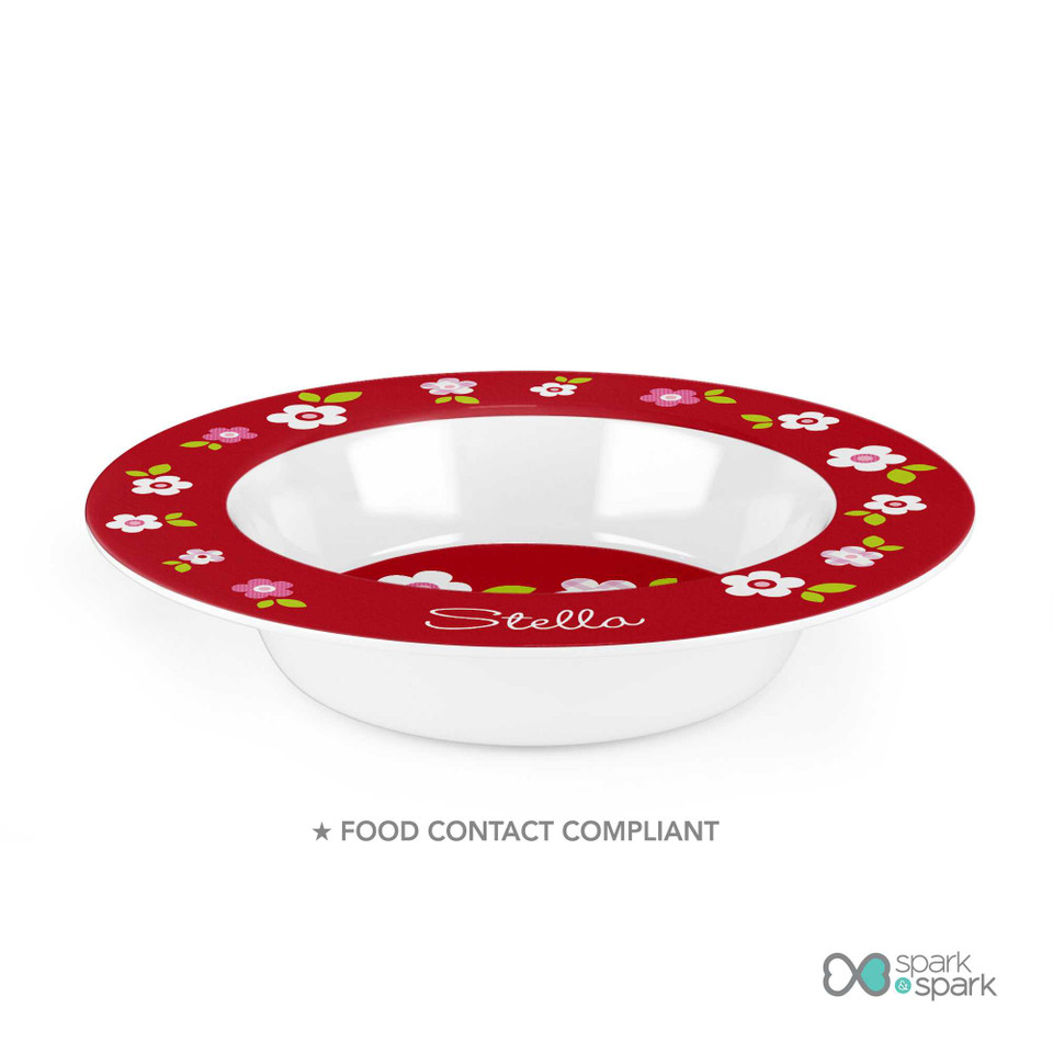 Preppy Flowers Red Kids Bowl