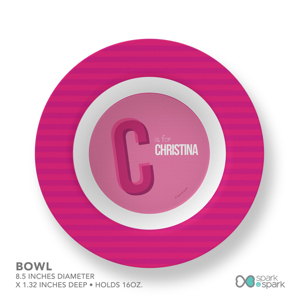 Double Initial Pink Kids Bowl