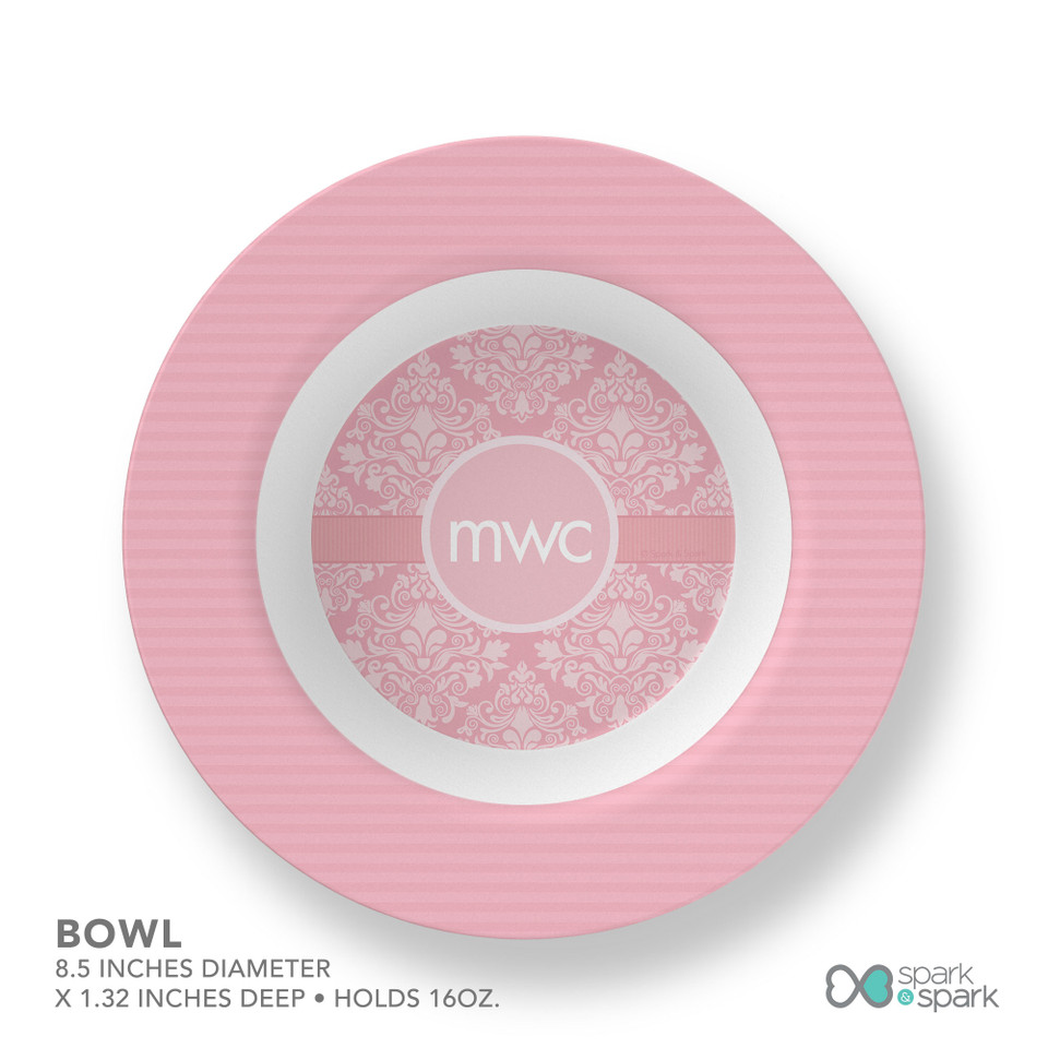 Pink Sweet Damask Kids Bowl