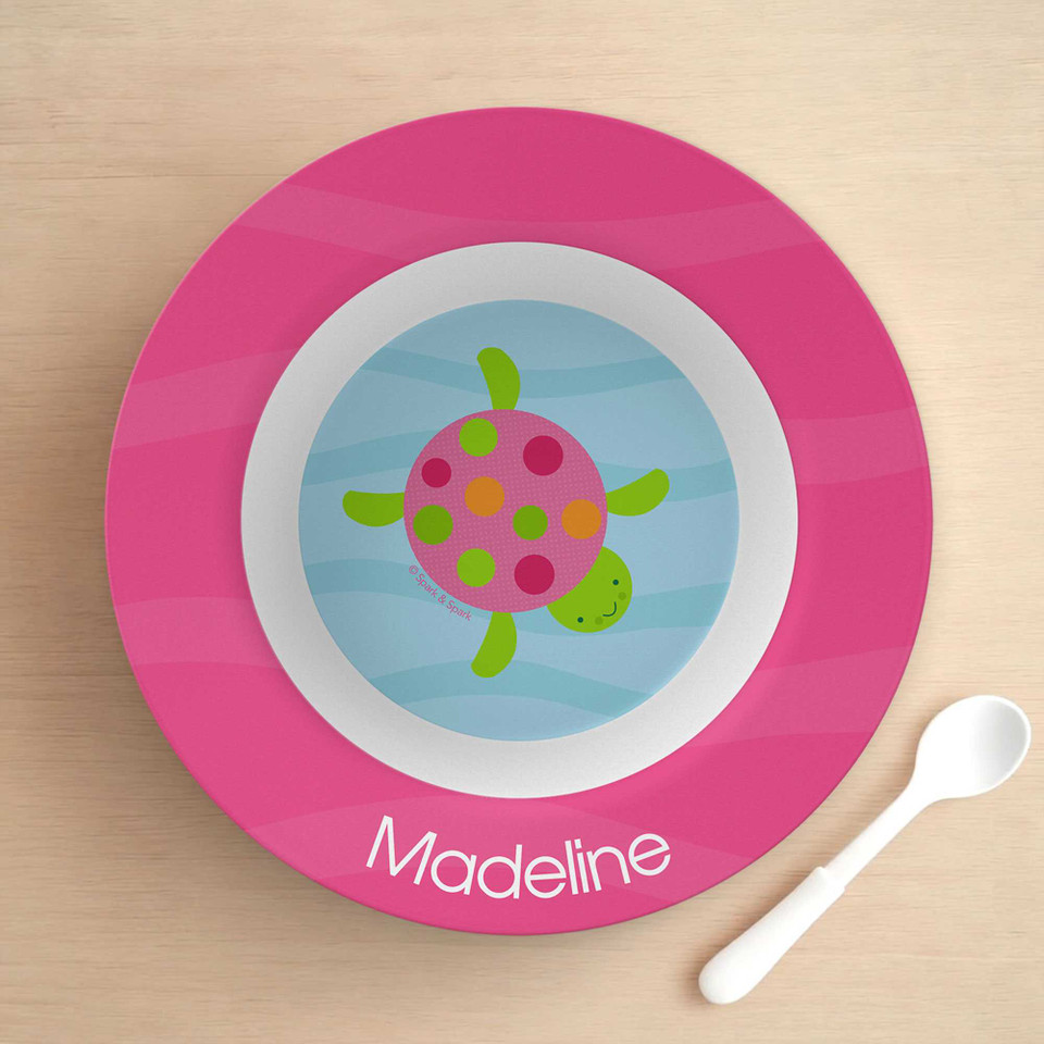 Swimming Pink Turtle Kids Bowl