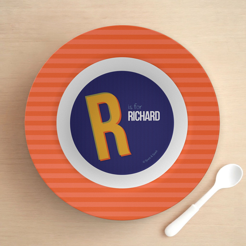 Double Initial Blue Kids Bowl