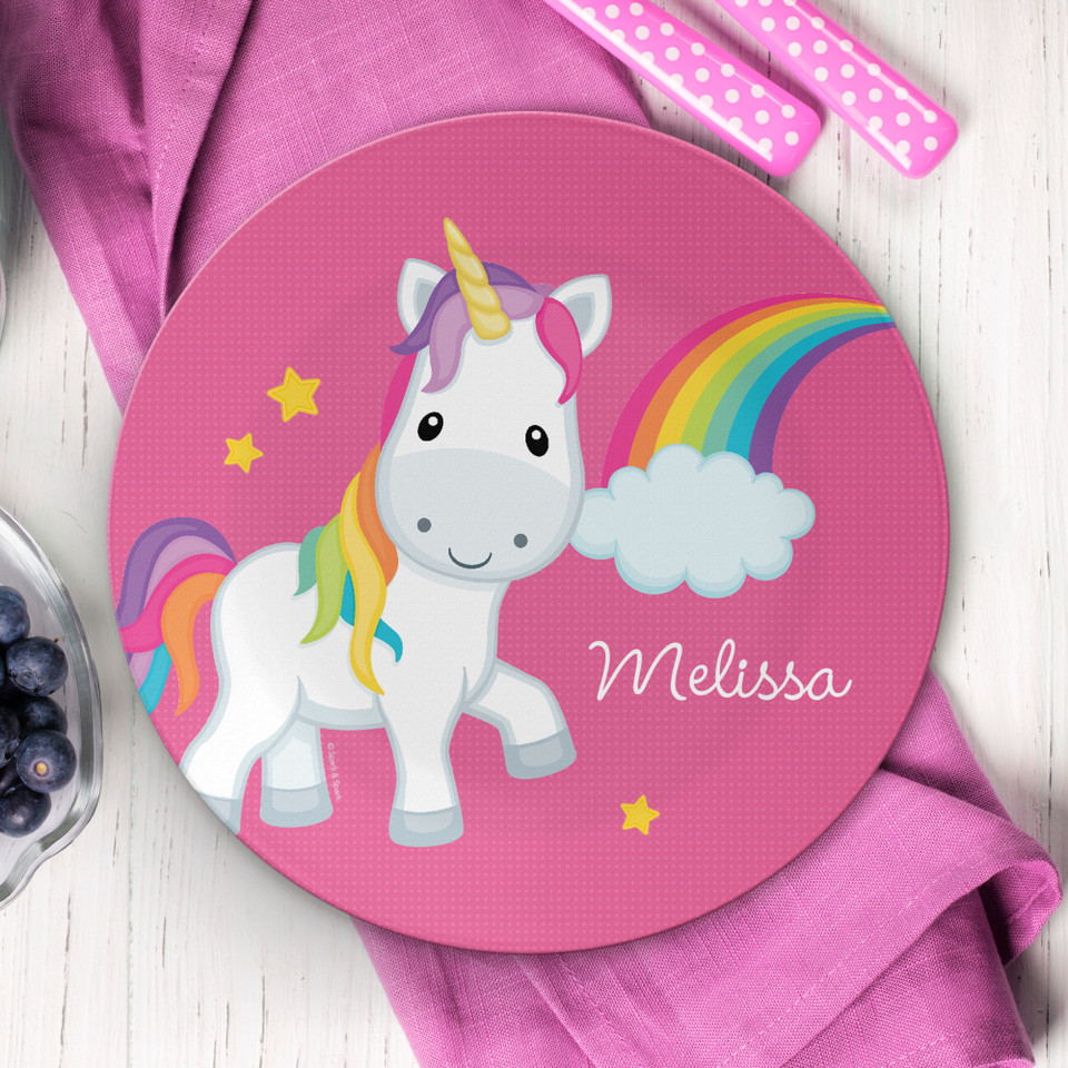 Rainbow Unicorn Personalized Dishes