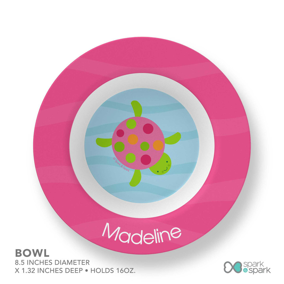 Swimming Pink Turtle Custom Plate for Girls