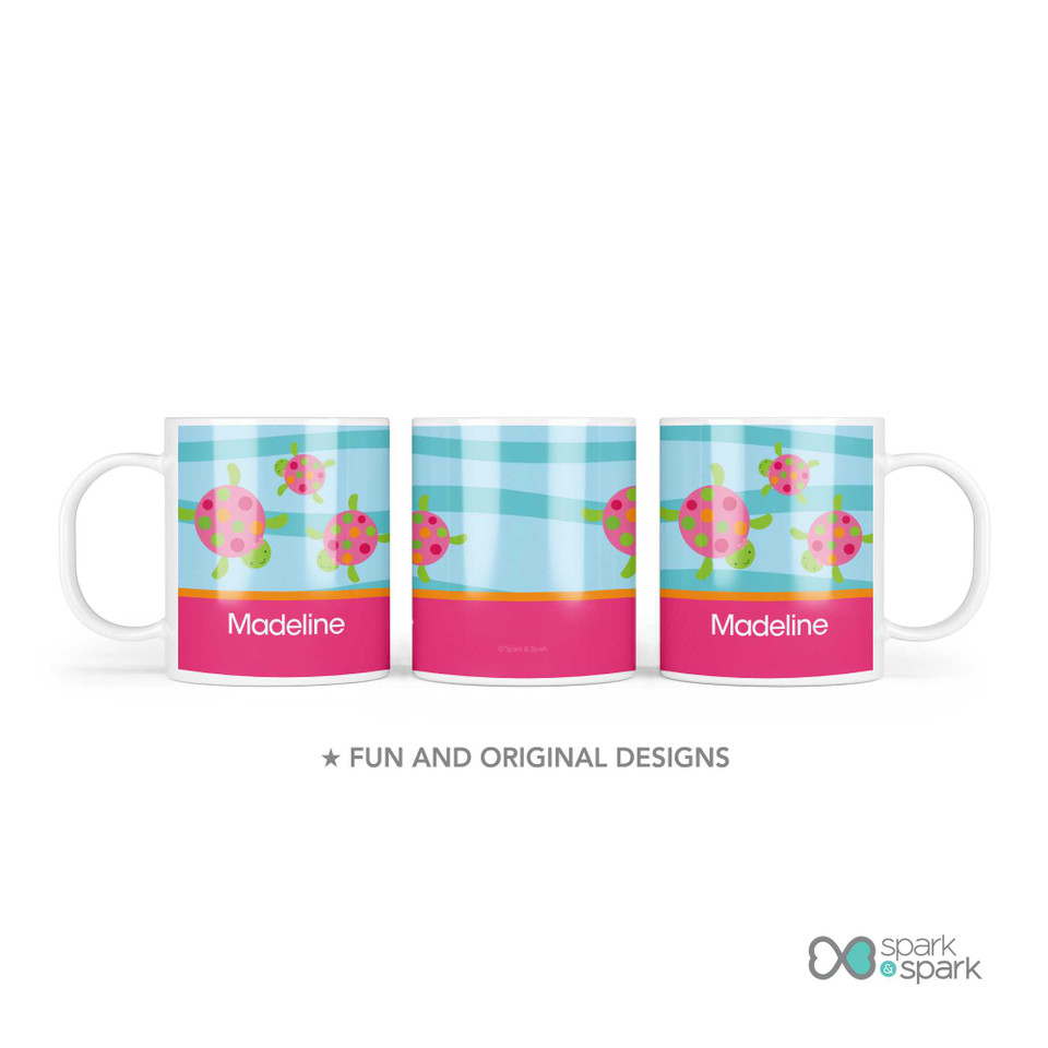 Swimming Pink Turtle Custom Plate for Girls