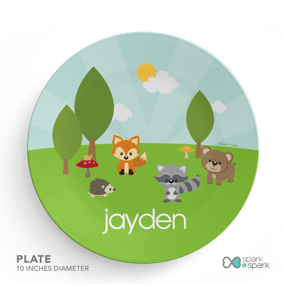 Cute Animals In The Forest Kids Plate