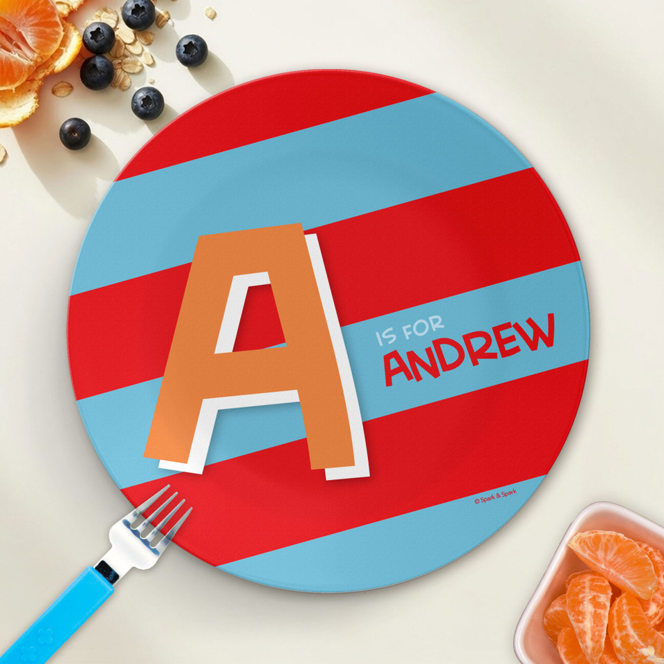Brilliant Initial - Red Kids Plate