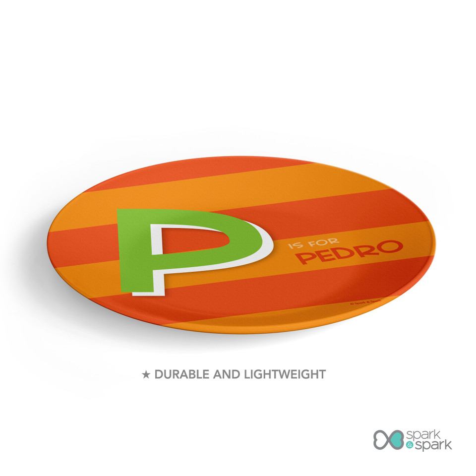 Brilliant Initial Orange Kids Plate
