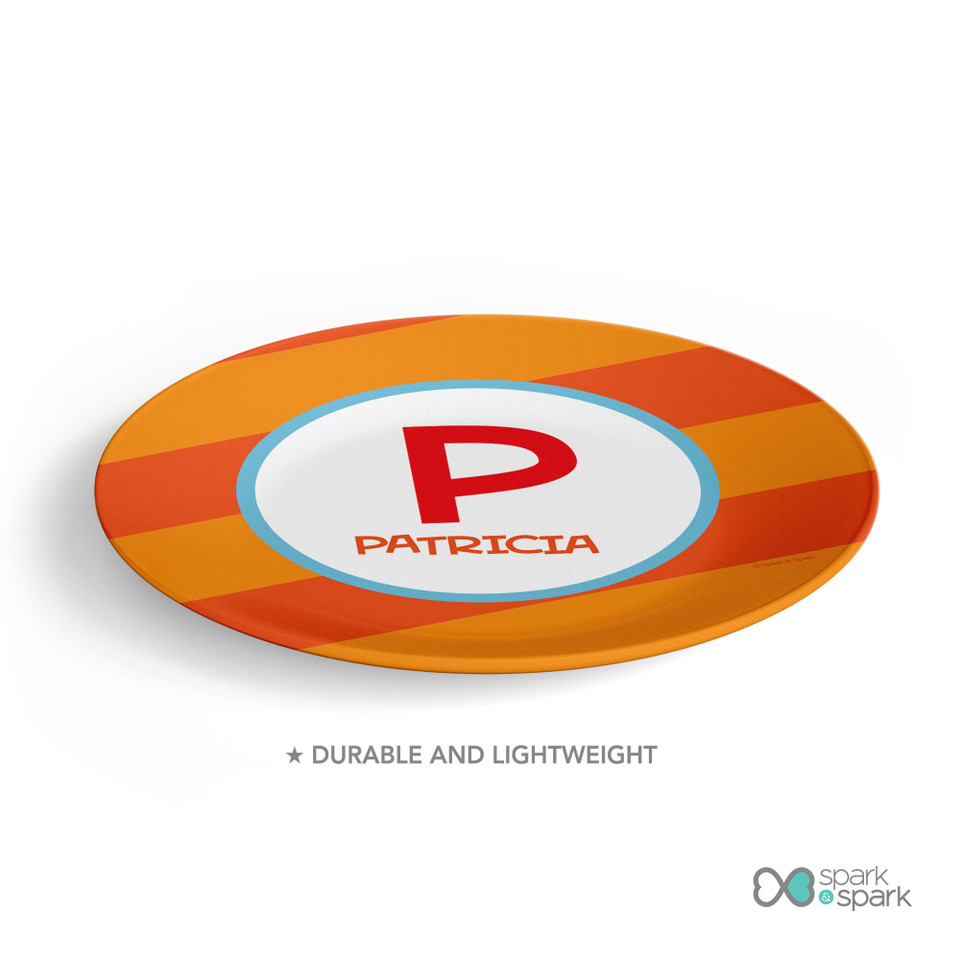 Fun Initials Orange Kids Plate