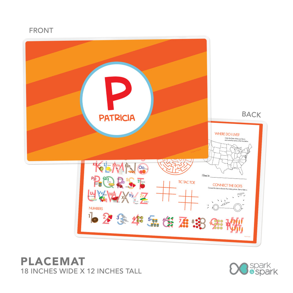 Fun Initials Orange Kids Plate