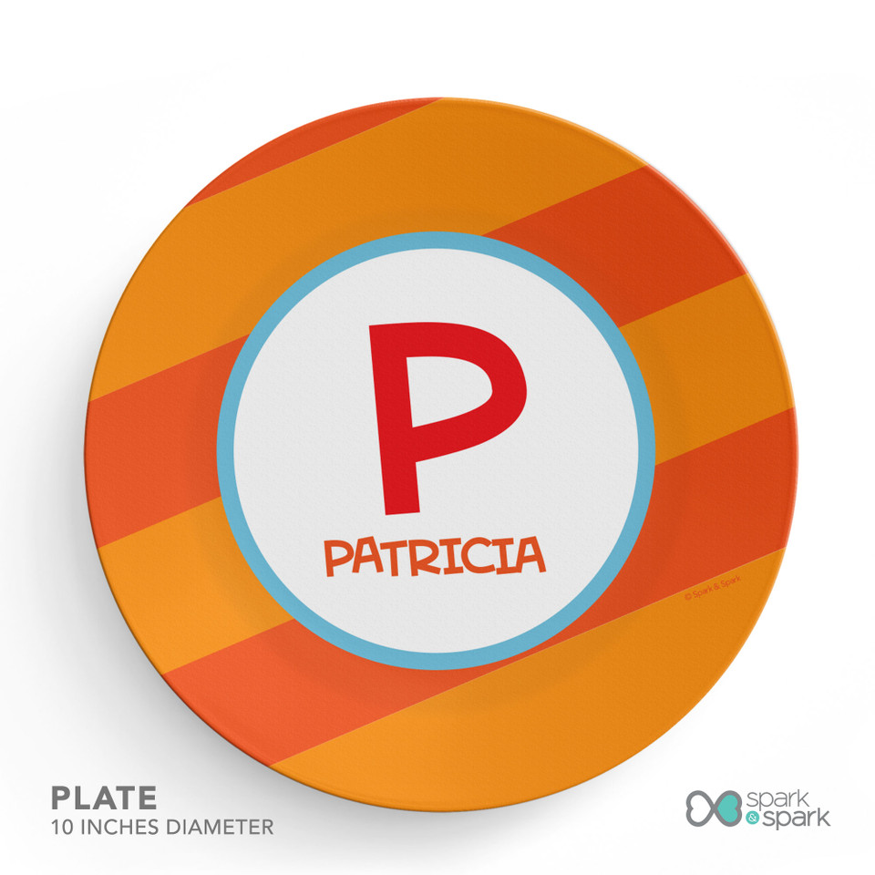 Fun Initials Orange Kids Plate