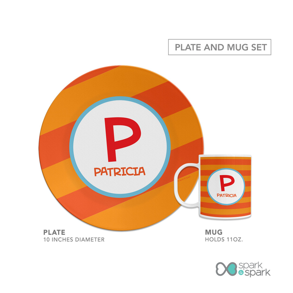 Fun Initials Orange Kids Plate