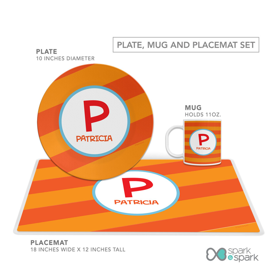 Fun Initials Orange Kids Plate