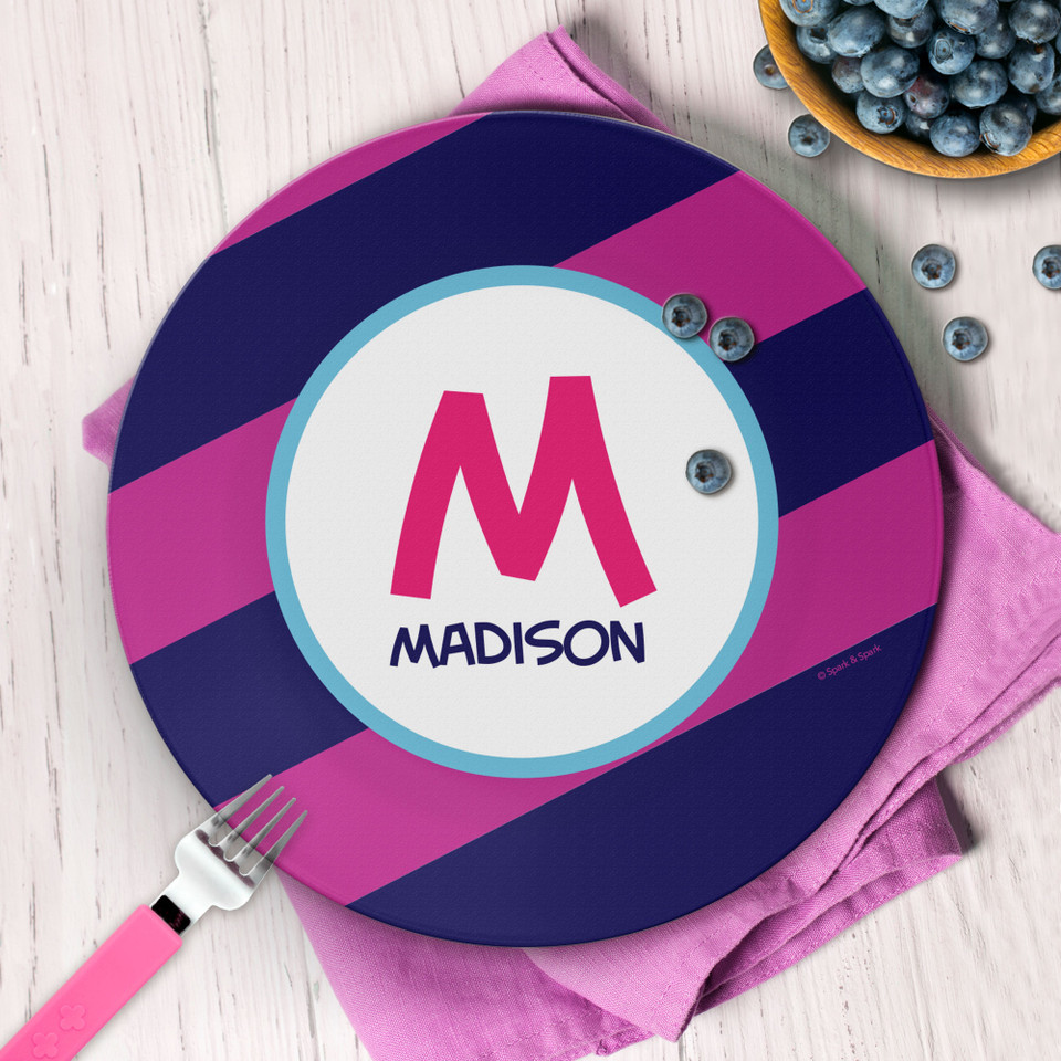 Fun Initials Magenta Kids Plate