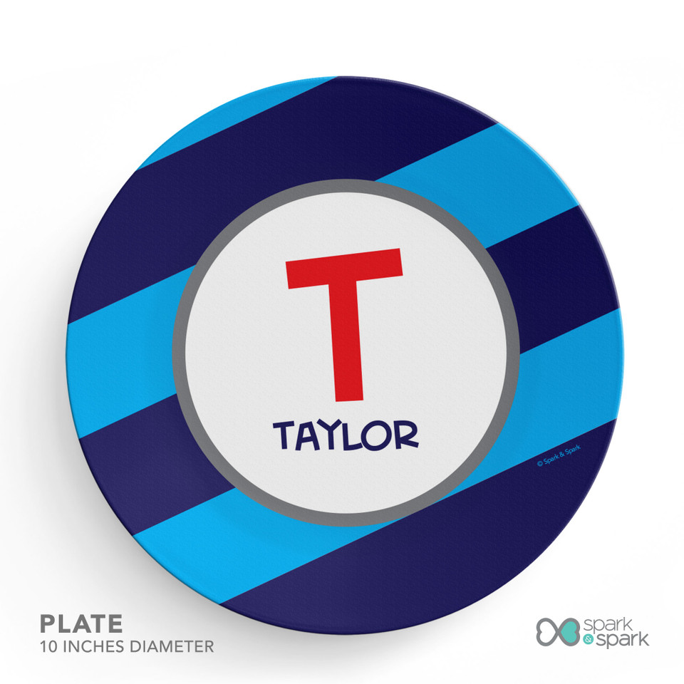 Fun Initials Blue Kids Plate