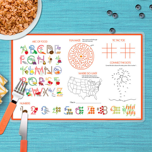 Preppy Flowers Orange Kids Placemat