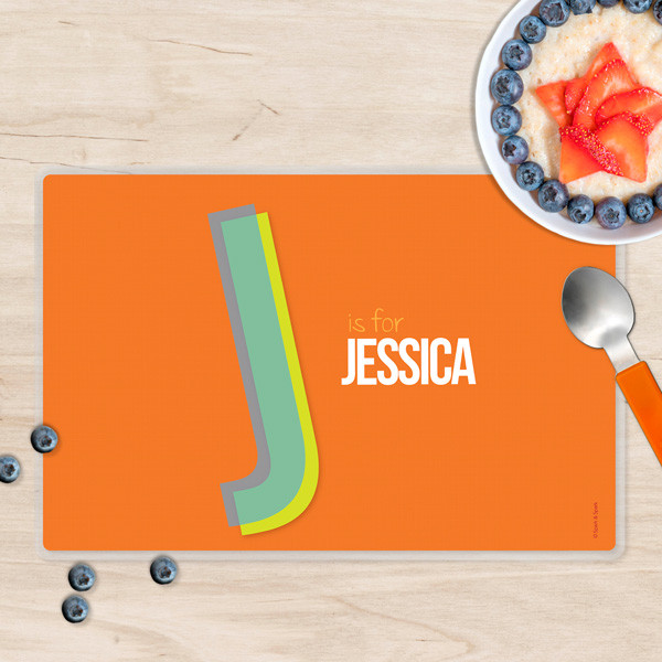 Double Initial Orange Kids Placemat