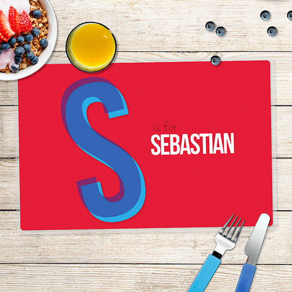 Double Initial Red Kids Placemat