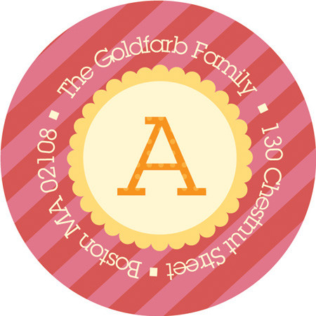 Big Bold Letter Orange Kid Address Labels