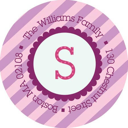 Big Bold Letter Purple Kid Address Labels