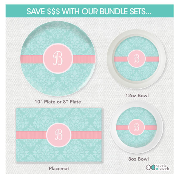 Pretty Blue Damask Kids Placemat