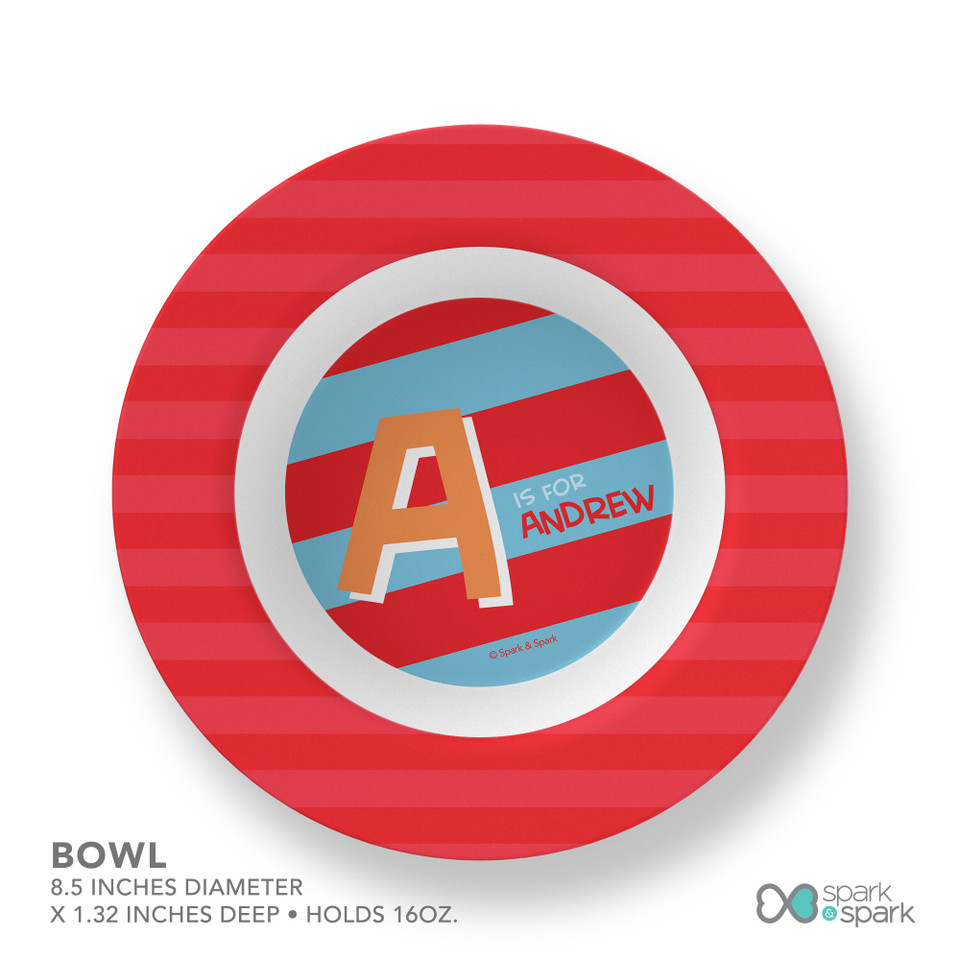 Brilliant Initial Red Kids Bowl