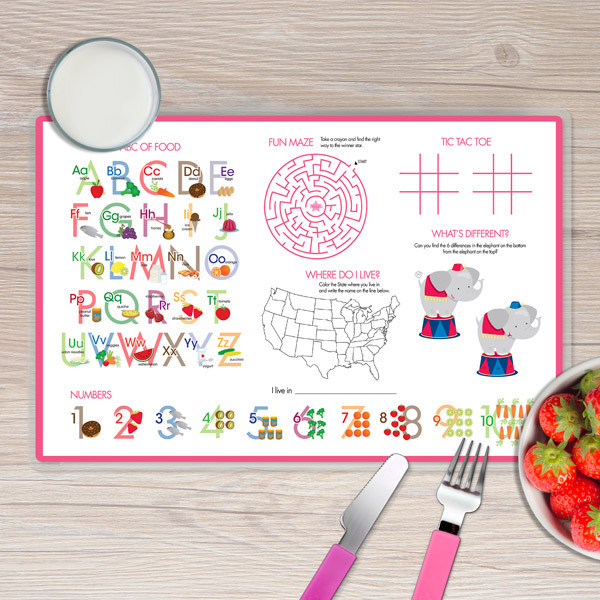 Fun Initials Pink Kids Placemat