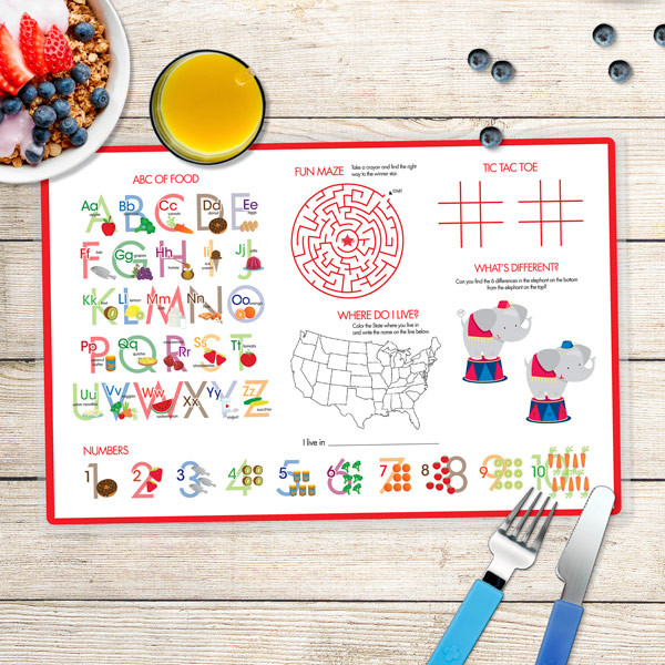 A Linen Red Letter Kids Placemat